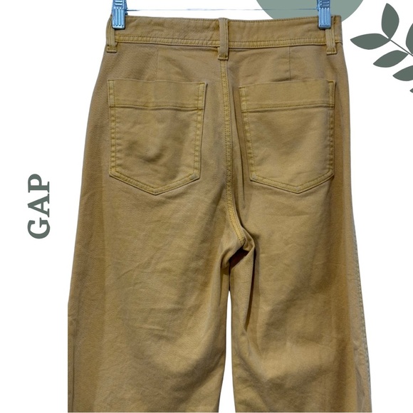 🛍️3/$40 GAP High Rise Wide-Leg Crop Pants Pale Mustard Yellow – Size 00 - Picture 4 of 7